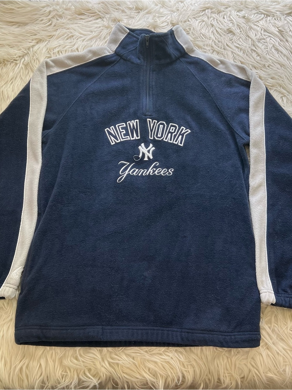 Vintage Y2K Majestic New York Yankees Fleece Pullover Sweatshirt Youth XXL 18-20